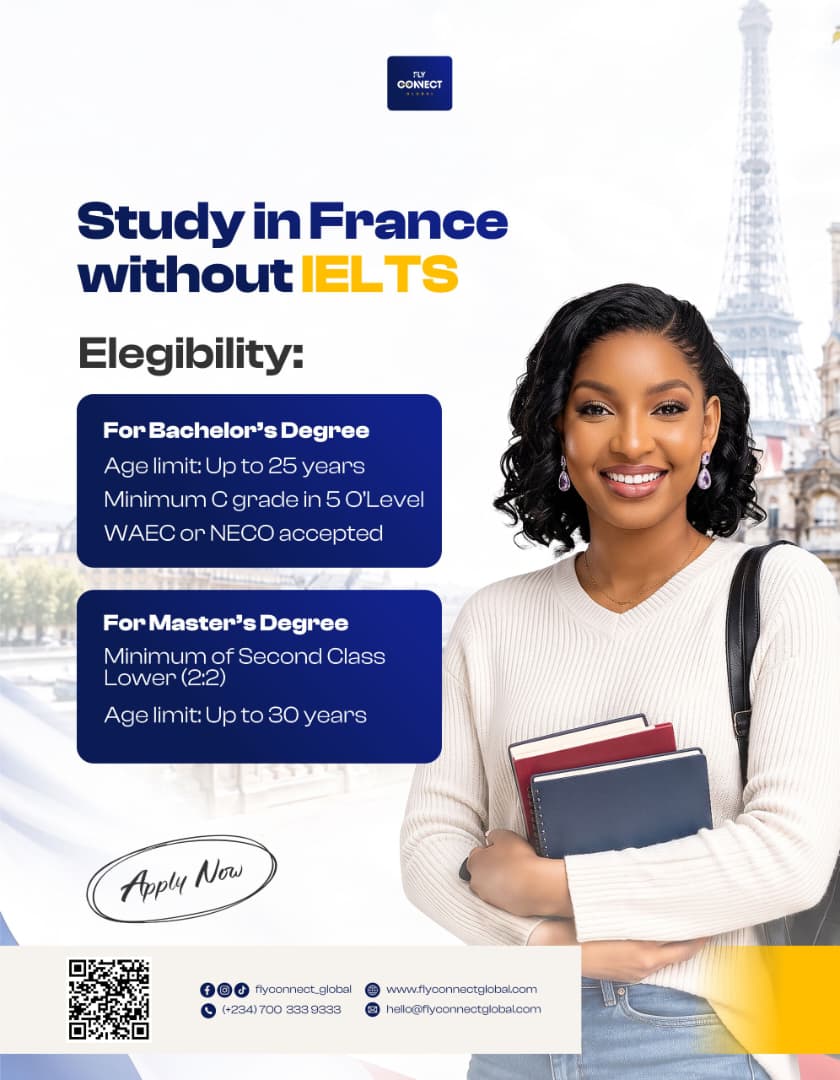 Study in France without IELTS package poster