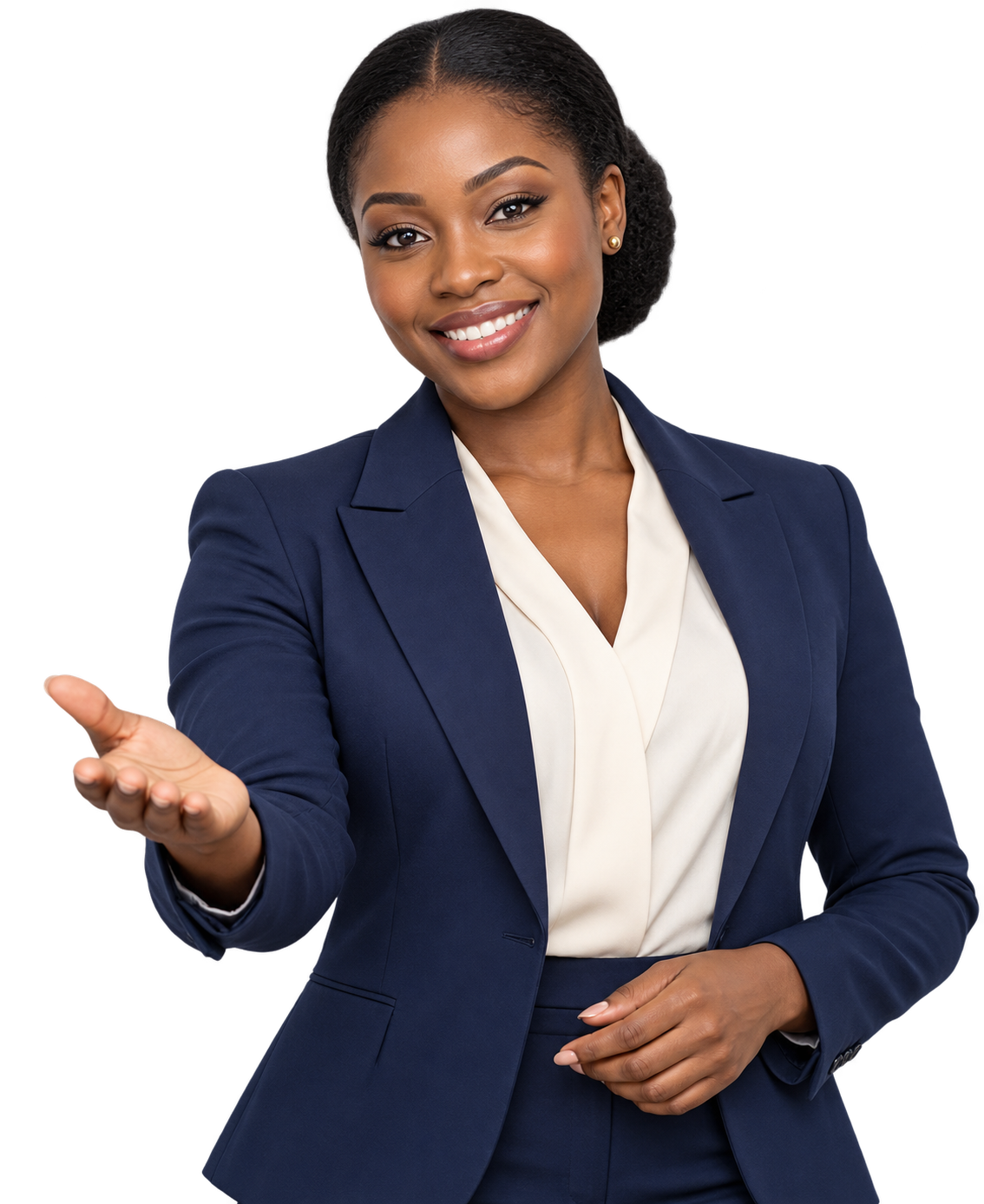 Black professional welcoming you to take the next step