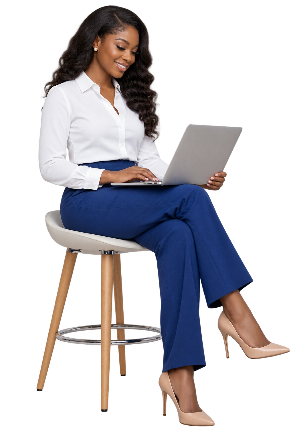 Black professional woman working on her laptop